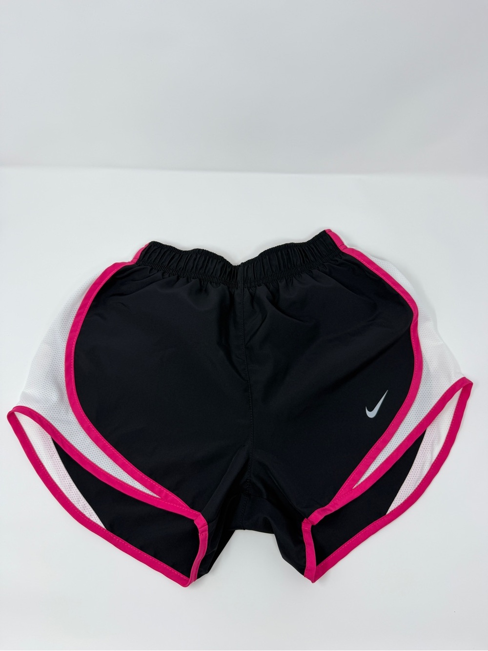 Nike Women's Black Athletic Shorts with Pink Trim DRI- FIT